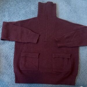 Simply Vera Vera Wang Deep Burgundy 1/4 zip Turtleneck Sweater